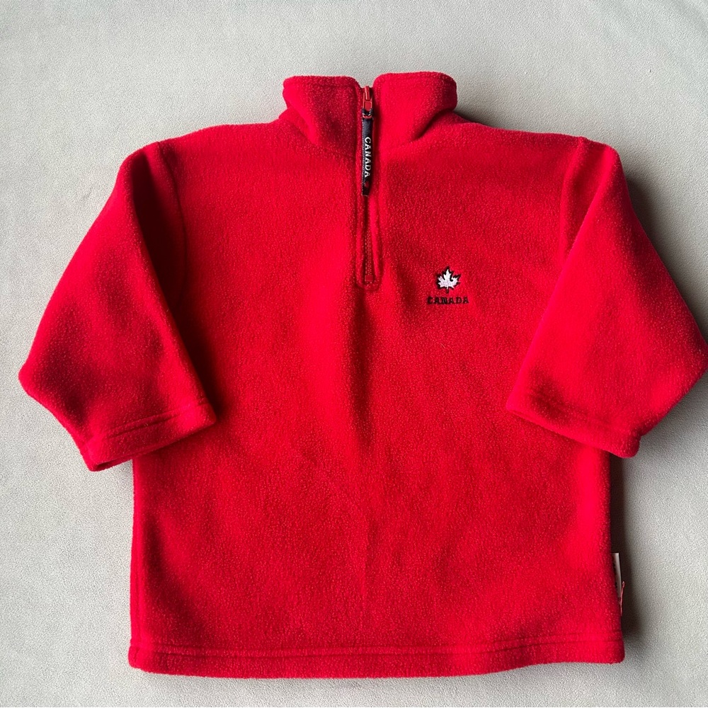 Please Mum ~ Fleece 1/4 Zip Sweater ~ “Canada” ~ Kids Size XS